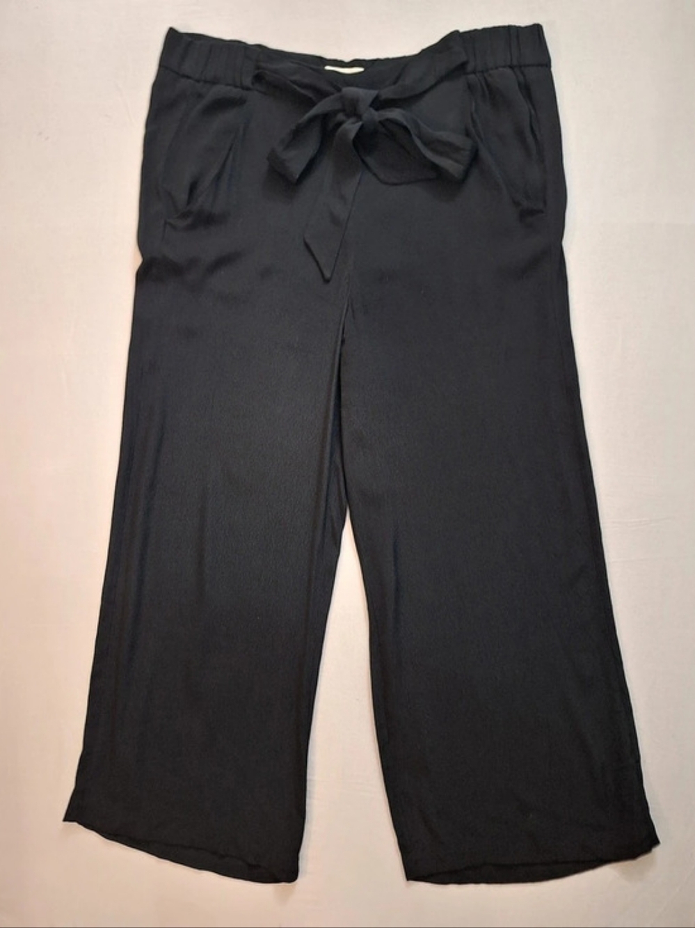Aritzia Wilfred Faun Ankle Pant – Black Wide-Leg Tie-Waist Crepe Pants Small